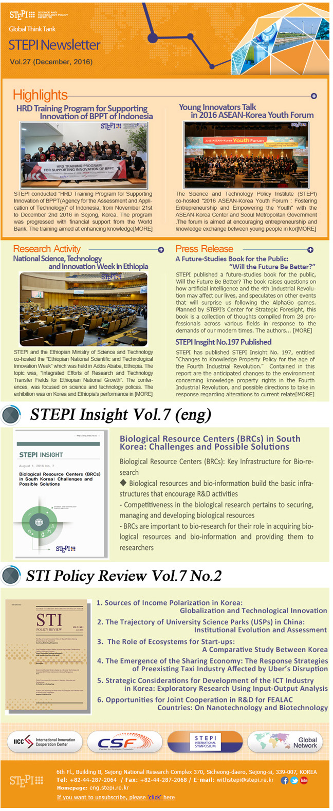Stepi Rohi STEPI News > Newsletter